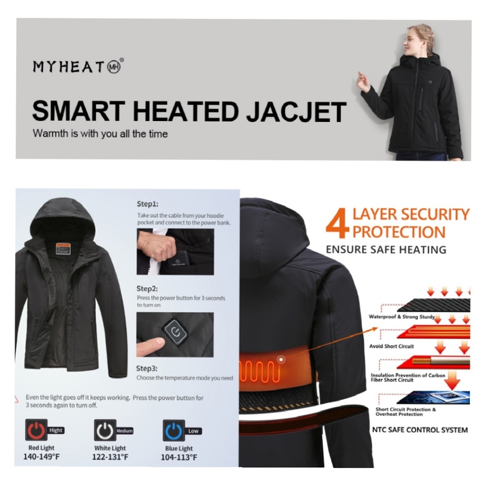 NWT MYHEAT Black Wmns Soft Shell Heated Jacket - Picture 8 of 8